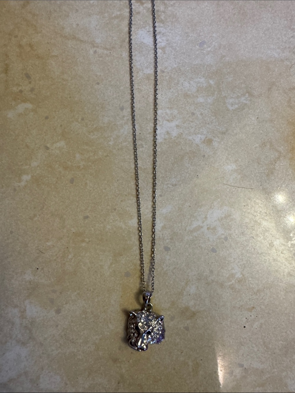 Sterling Silver Cubic Zirconia Lion Pendant Necklace - Silver colour